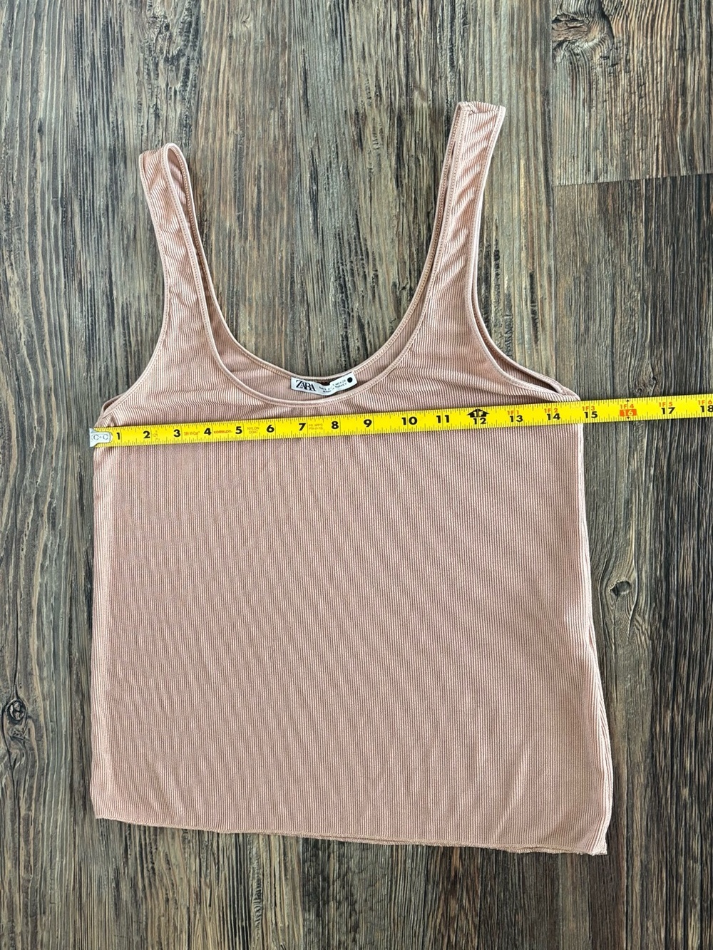 Zara Ribbed Tank Top Size Small Beige Sleeveless Scoop Neck RN77302 Summer Basic - Picture 4 of 7